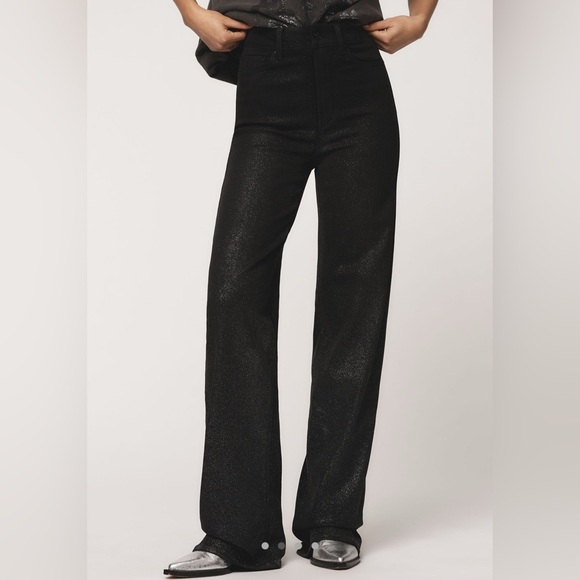 PAIGE Sasha Coated High-Rise Wide-Leg Jeans - Picture 1 of 5